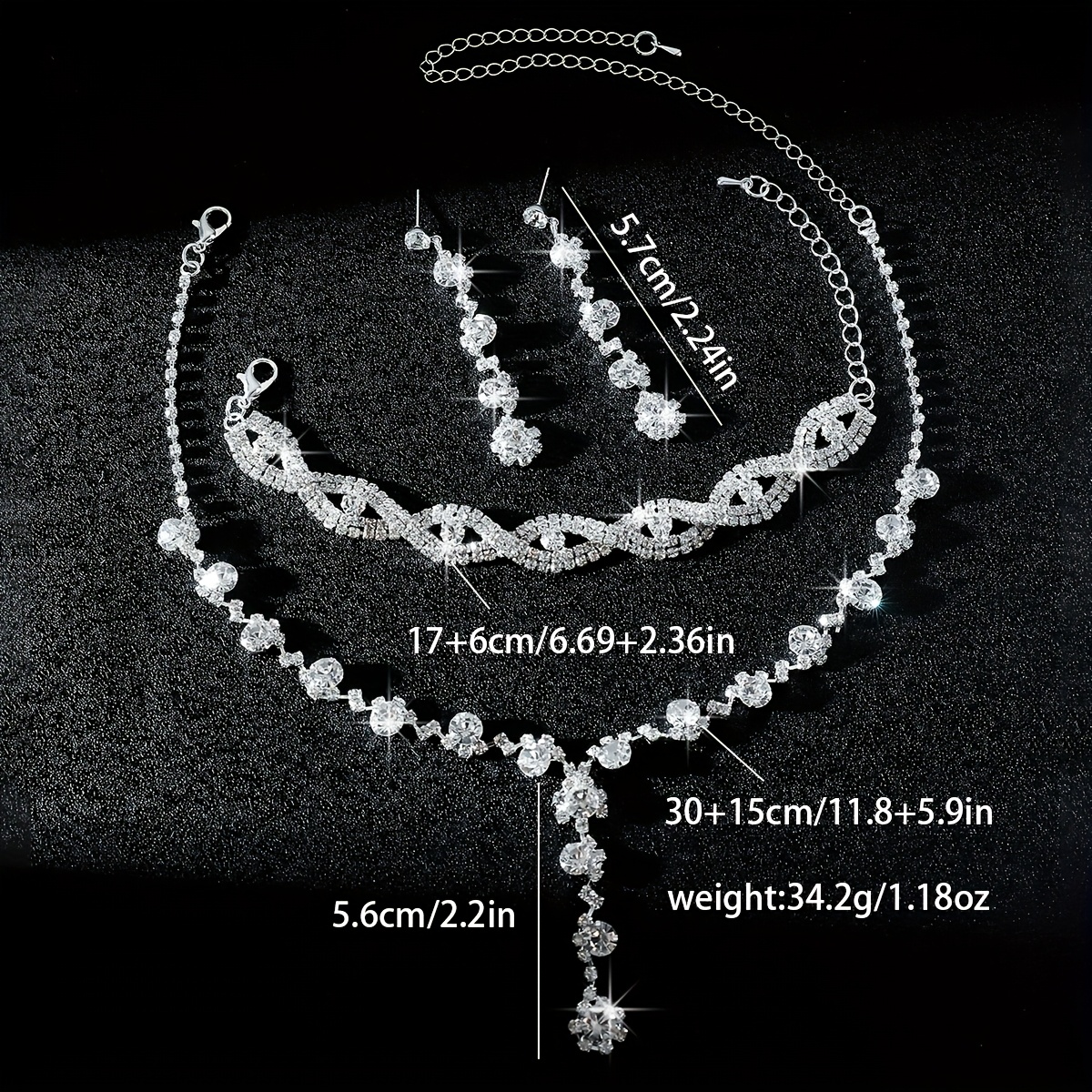 Rhinestone Flower Claw Jewelry Set for Wedding